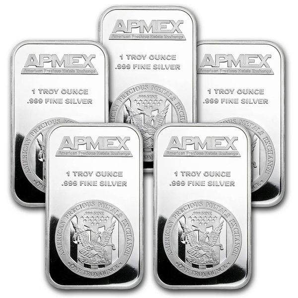 

1 oz silver bar apmex lot of 5 bars united states silver bar coin