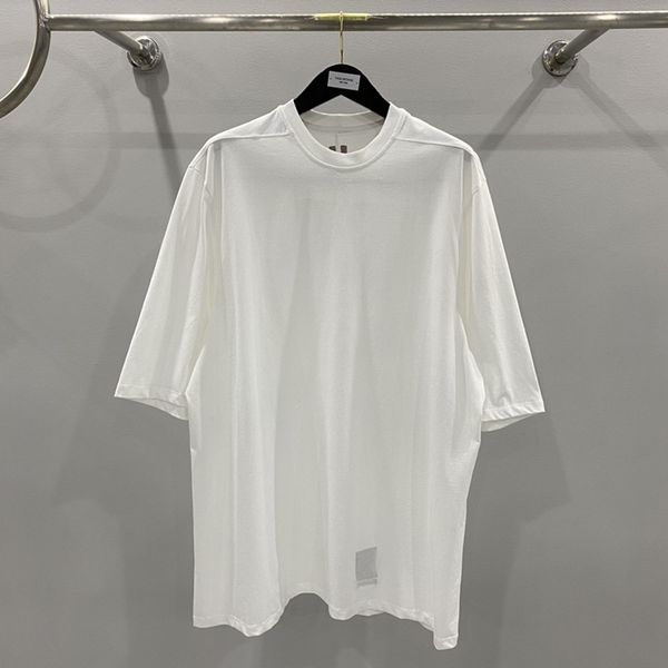 

2023fashion brand t shirts rick men solidt-shirt owens tags oversized designer cotton dark black new loose oversize young men hiphop stree, White;black