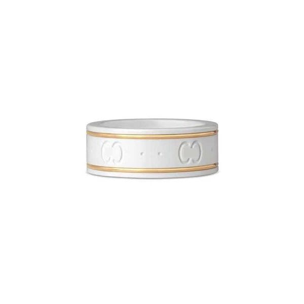 

fashion sterling silver double black and white ceramic wang hong senior couple ring valentine's day gift
