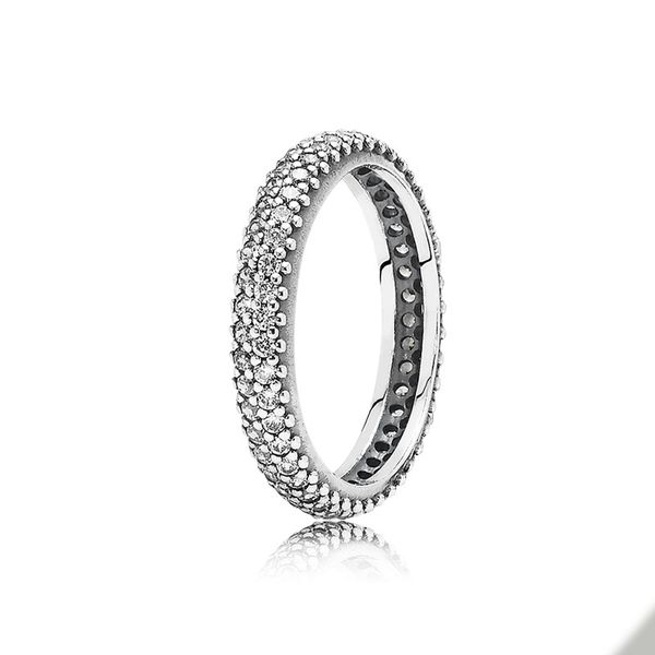 

authentic sterling silver elegant pave band ring for pandora full cz diamond wedding jewelry for women girlfriend gift engagement rings with, Slivery;golden