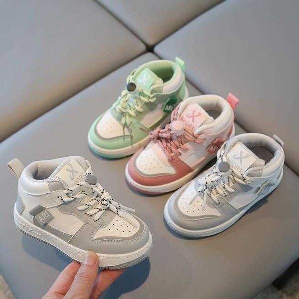 

athletic outdoor sports shoes spring 1-12 years children leather sneakers boys girls soft sole breathable running 26-36 y2303, Black