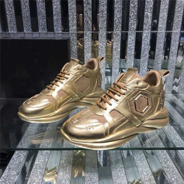 

designer luxury pp gold men pp01a phantom kick camouflage daddy reathable trainers with original box, Black