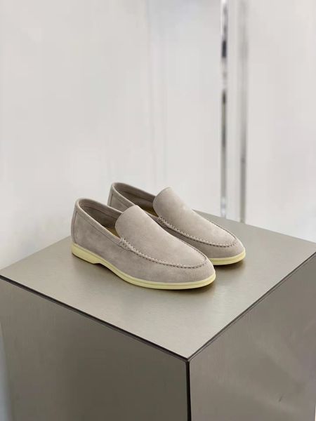 

suede casual shoes for men women round toe loafers mental decor chic leisure shoe designer luxury brand flats slip on thick sole trainers lo, Black
