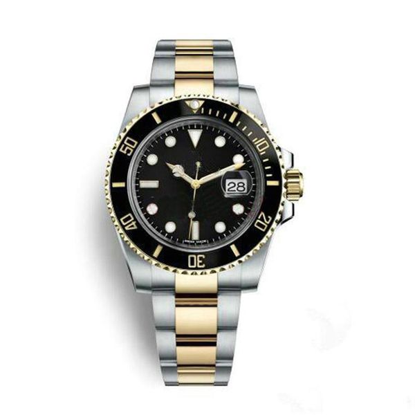 

fashion business automatic mechanical watch ceramic bezel black dial luminous stainless pointersteel solid strap227j, Slivery;brown