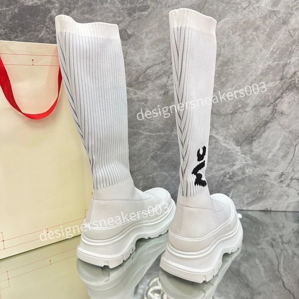 

2023new designer womens heels autumn knitted elastic boots socks and knee boots fashion stockings shoes long boot, Black