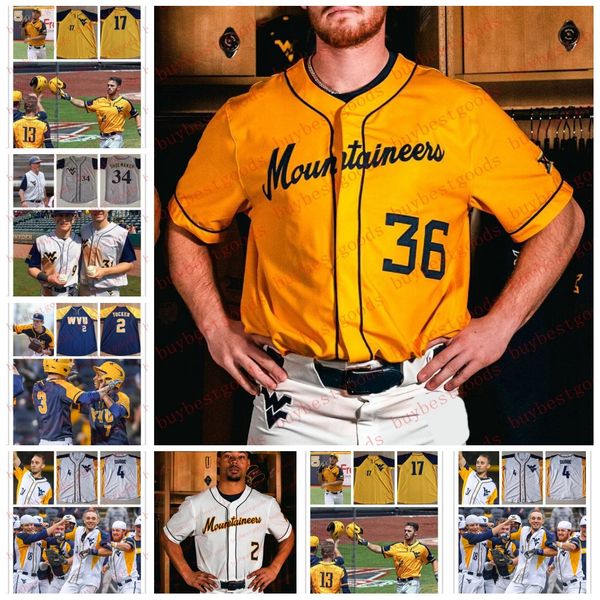 

custom stitched ncaa west virginia baseball jersey 45 michael kilker 42 tommy beam 43 daniel ouderkirk 30 beau lowery 1 kevin dowdell wvu je, Blue;black
