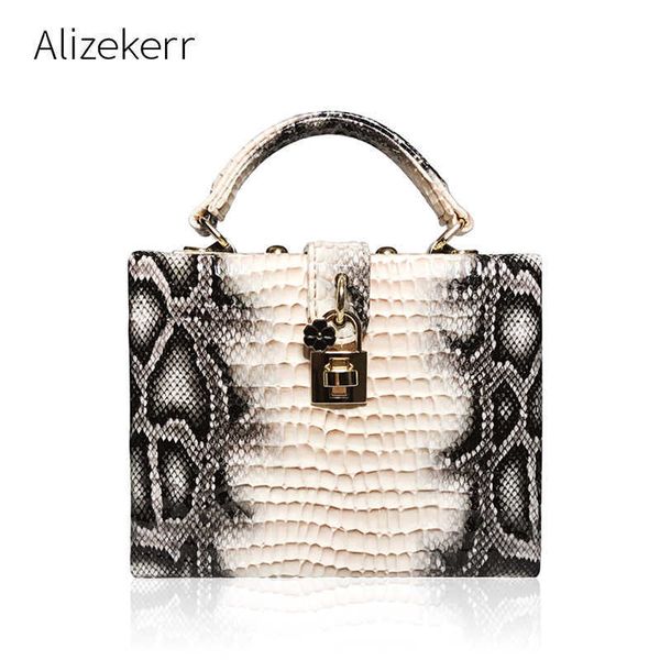 

evening bag snake print box handbag women serpentine lock small square pu clutch