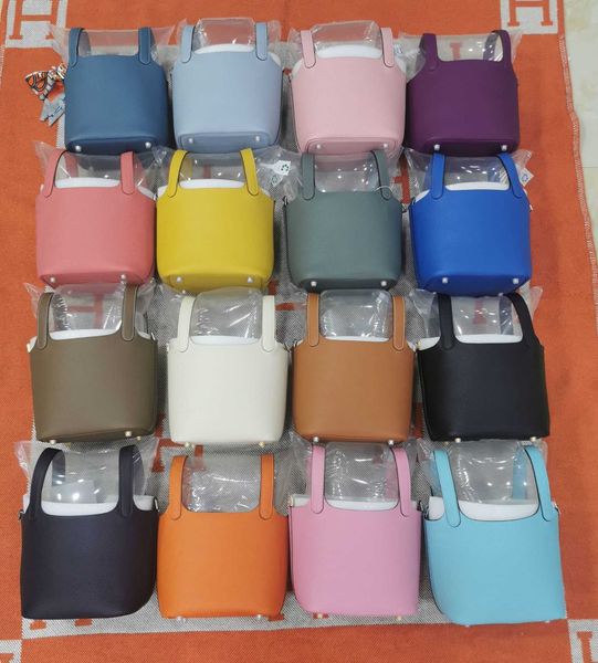 

picotin basket tote handmade vegetable wax bag line women's with lychee grain 18/22tc cow leather high-end portable bucket rytx