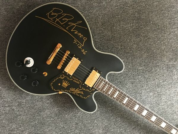 

ustom jazz guitar 80th anniversary b b king lucille matte black semi-hollow body 5 speed switch guitar