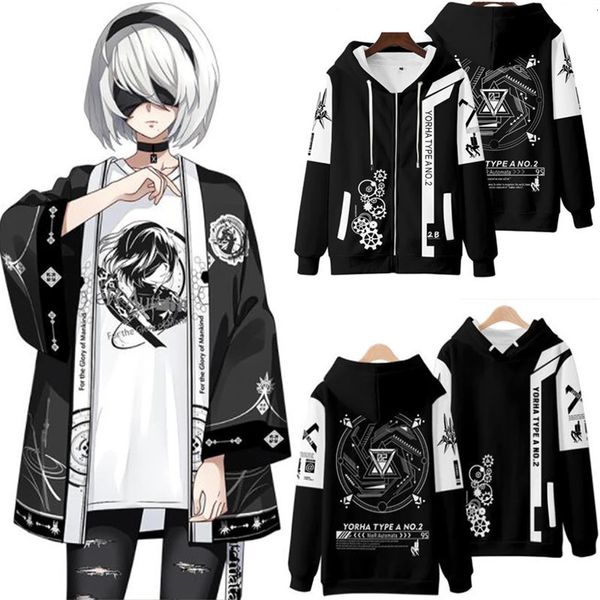 

mens hoodies sweatshirts game nier automata sweter bertudung harajuku fashion priawanita cetak 3d pulover lengan panjangkauscelanacelana pen, Black