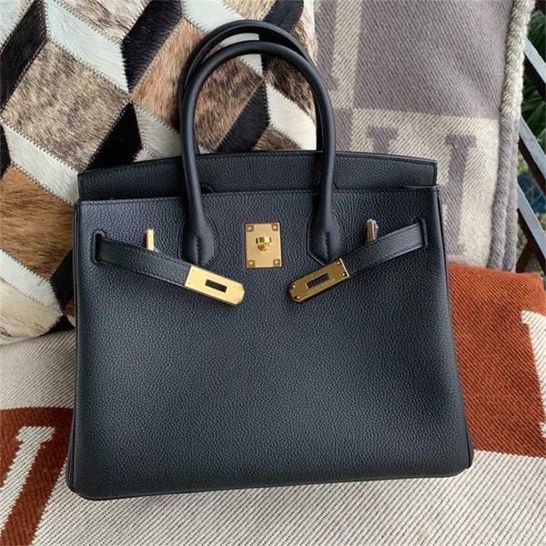 

family h designer trend birkin bag litchi grain leather women's handheld buckle one shoulder crossbody fashion large capacity