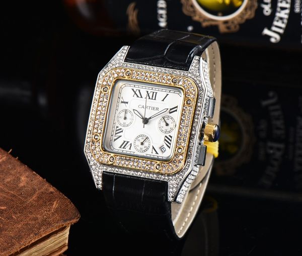 

wristwatches mens watch full diamond iced out strap designer watches quartz movement couple lovers clock wristwatch, Slivery;brown