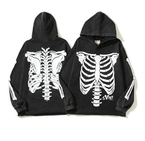 

saint human skeleton man sweatshirt women hooded pullover mens hoodie jumper designer hoodies streetwear men's clothing, Black