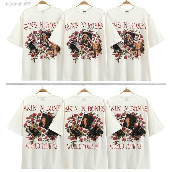 

men's t-shirts rose blossom band short sleeve washed worn print vtg high street t-shirt f9ng, White;black