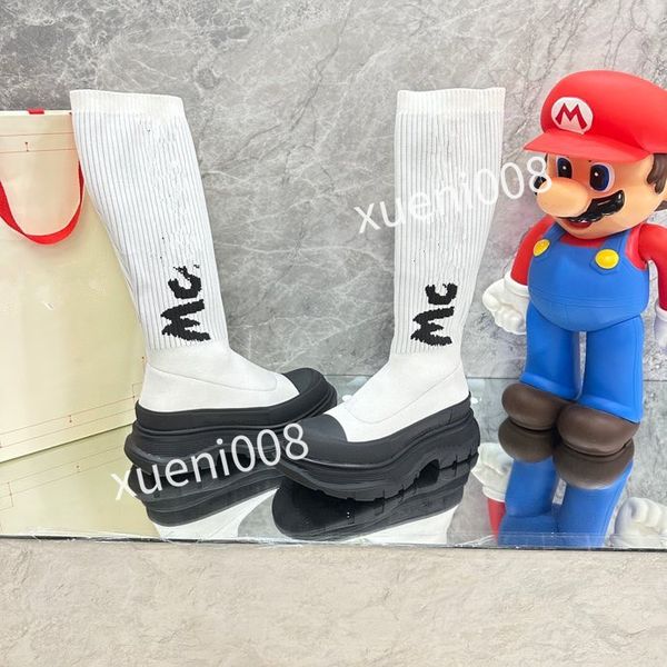 

2023new womens stretch autumn winter over the knee boots women black khaki thick white bottom flat platform shoes thigh high boots long boot, Red;white