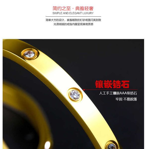 

designer bracelet love bangle face titanium steel colorless love rose gold diamond light luxury bracelet plain men's and women's m, Black