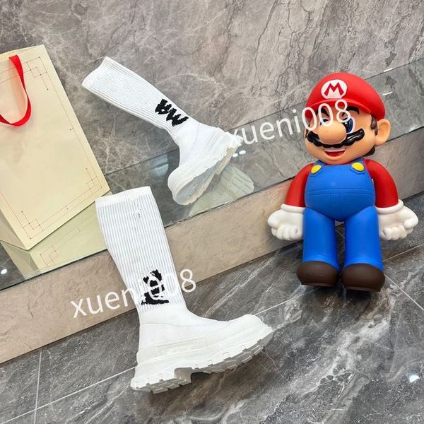 

womens stretch autumn winter over the knee boots women black khaki thick white bottom flat platform shoes thigh high boots long boots2023, Red;white