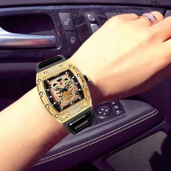 

designer watches richads mile watch pan weibo diamond inlaid watch richads same korean fashion miller student hollow out quartz mens skull h, Slivery;golden