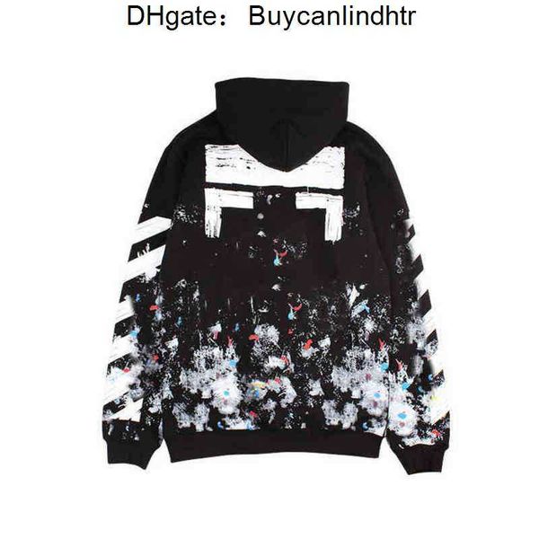 

mens classic offs luxury sweatshirts fashion brand hoodie designers letter pullover back oil paint arrow x men women t shirtp1zc, Black
