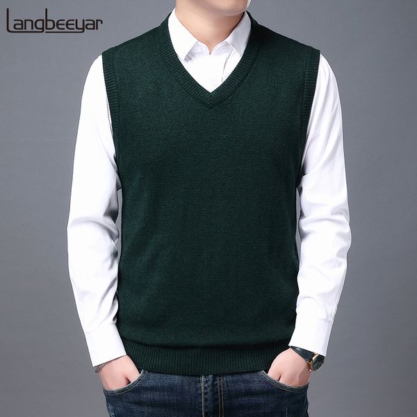 

men's vests autum winter fashion brand knit sleeveless vest pullover mens casual sweaters designer woolen mans clothes 230329, Black;white