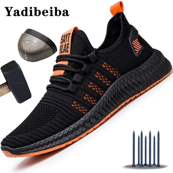 

dress shoes work safety summer breathable men air cushion protective sneakers antipuncture male steel toe 230329, Black
