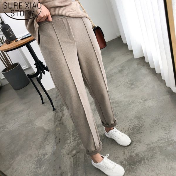 

women's pant thicken women pencil 2023 spring winter trouer ol style wool female work suit pant looe trouer 6648 230329, Black;white