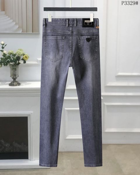 

2023 latest listing skinny jeans mens triangle label letters pattern label floral print denim pants men fashion designer hip hop size 29-40, Blue