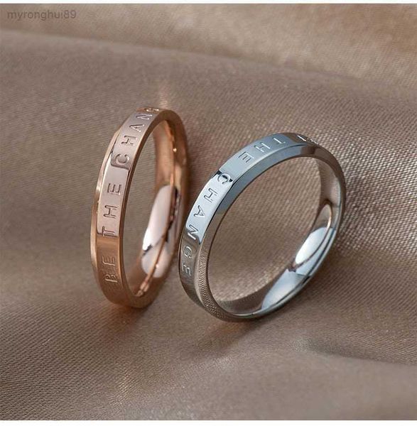 

net red fashion simple narrow edition ring electroplated 18k rose couple titanium steel hho5, Silver