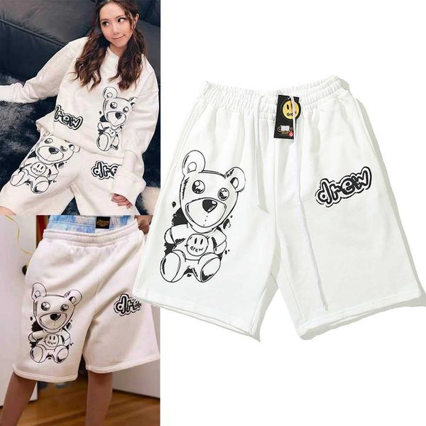

designer shorts bieber's same style drew smiley face bear shorts summer couples high street casual loose sports capris, White;black