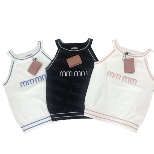 

letter jacquard knits tee women sleeveless knitted vest designer gym sport woman t shirt, White
