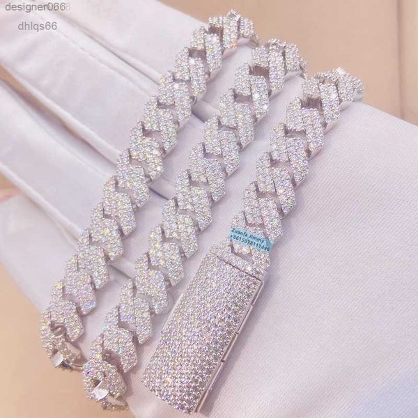 

custom made solid silver 10mm width necklace jewelry s925 pass diamond tester moissanite cuban chain