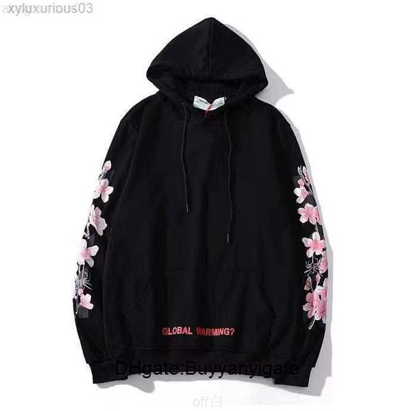 

luxury designer mens womens fashion hoodies pure cotton off flower arrow speed bump letter printing hooded sweater street hip, Black