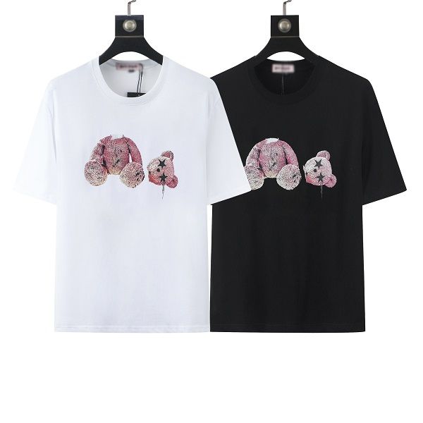 

new pringting tee t shirt cotton summer street skateboarding mens and womens short sleeve casual t-shirt show floral bear short sleeve, Black;brown