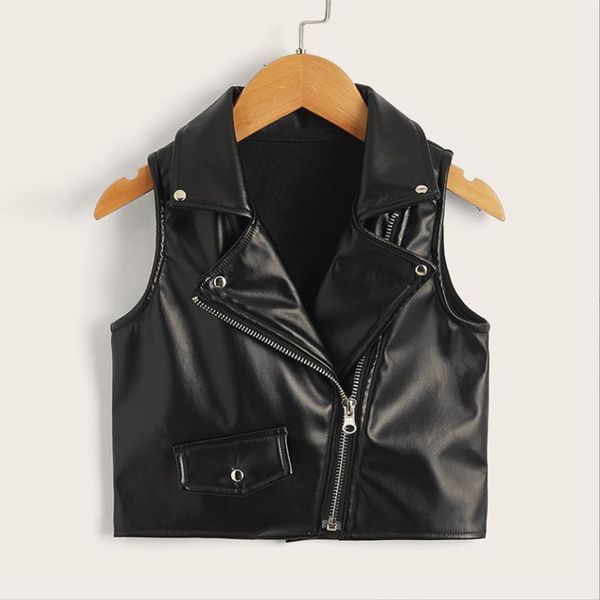 

waistcoat baby girl pu leather vest spring autumn children soft leather jacket kids vest ins 2-8 years wz830 230329, Camo