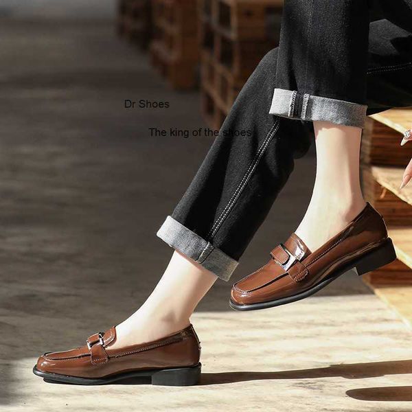 

dress shoes small fragrant single shoes women's fashion spring sheepskin thick heel pearl high heels color-blocking flats, Black