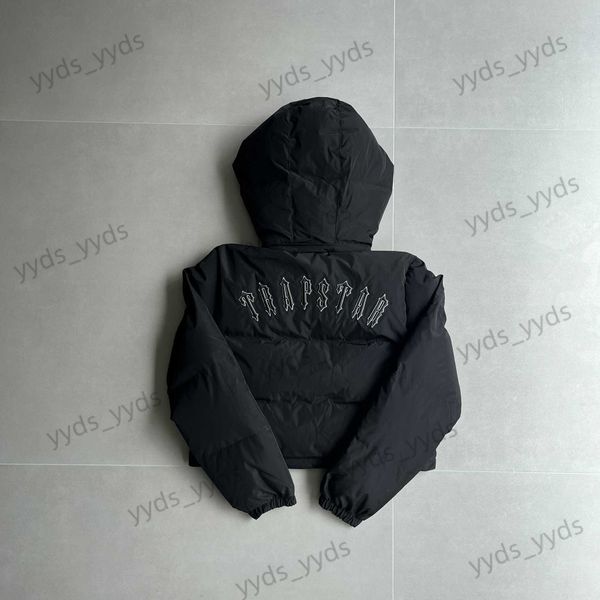 

women's down parkas new trapstar black small alphabet collection short heavy cotton jacket couple style t230329