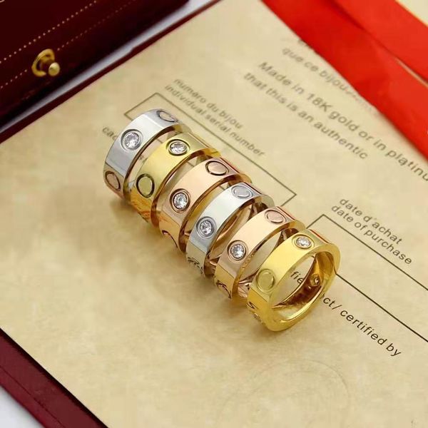 

original design branded 6mm thick love ring 18k gold silver rose stainless steel letter logo engrave rings women men lovers wedding jewelry