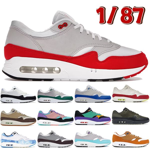 

new 1 87 mens running shoes big bubble sport red white black anniversary royal obsidian windbreaker pewter carbon varsity grey bhm low women
