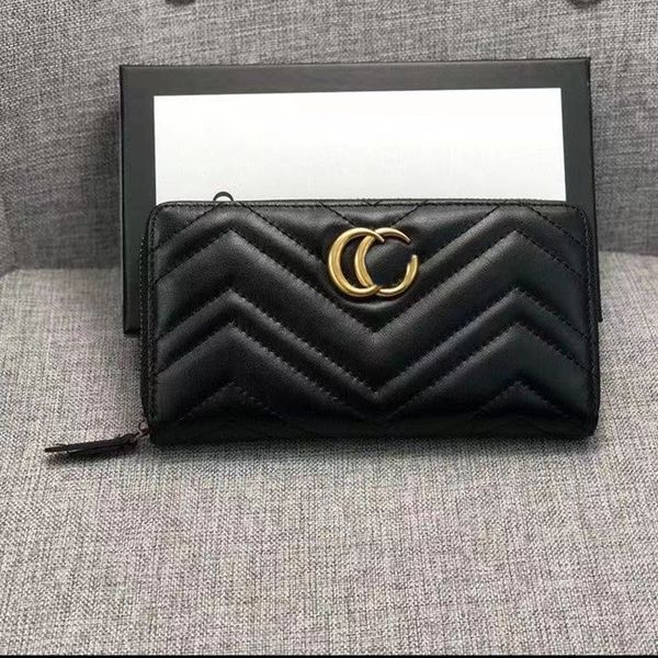 

5aaa designer wallet card bag high-quality leather men's and women's universal long zipper purse fashion brand classic money clip