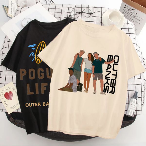 

womens tshirt pogue life outer banks t shirt women aesthetic tshirt north carolina outerbanks harajuku graphic tee female 230328, White
