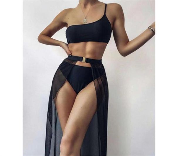 

three pieces bikini set women swimsuit and beach cover up skirt swimwear female bathing suits beachwear swimming suit7011119