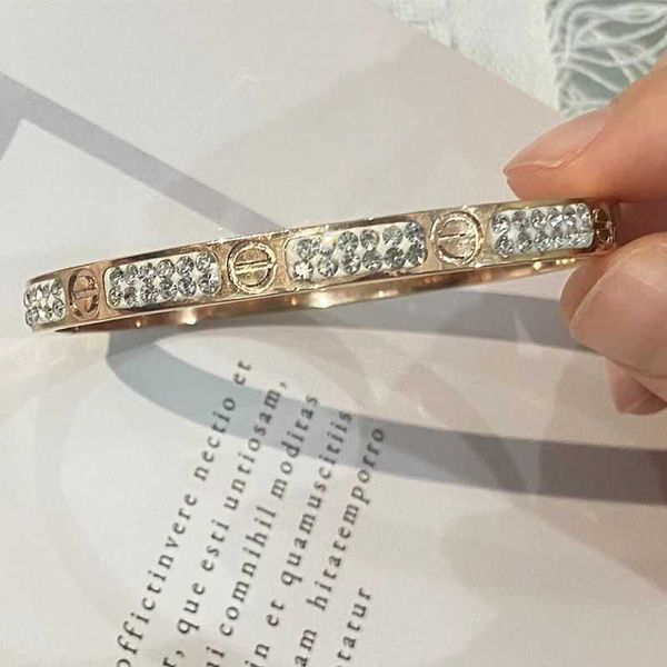 

designer jewelry carti love bangle new full diamond star bracelet women's fashion versatile colorless titanium steel gold flash rhinest, Black