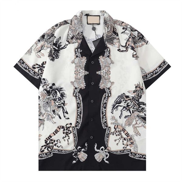 

luxury designer shirts mens fashion geometric print bowling shirt hawaii floral casual shirts men slim fit short sleeve varietym-3xl, White;black