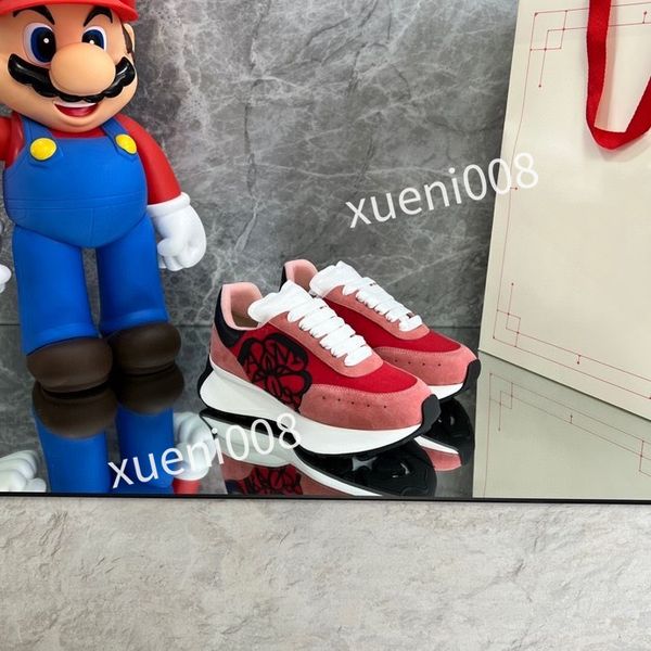 

2023new womens casual shoes calfskin banded sneaker white black blue grey designer sneaker luxury trainers low fashion mens women sneakers, Red;white