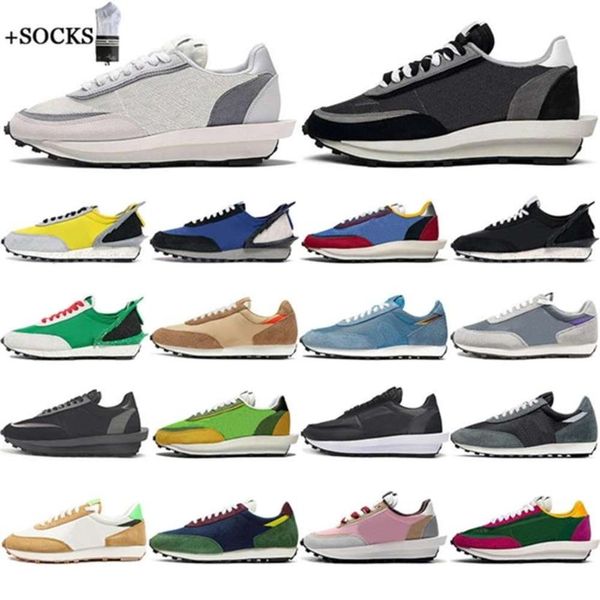 

with socks ldv waffle sacai daybreak casual shoes mens women chunky varsity blue nylon summit platform trainers sports sneake208l
