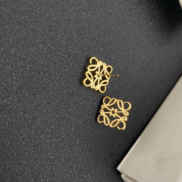 

2023 designer new luojia 2021 new golden texture simple personality versatile s925 silver needle lo earrings female