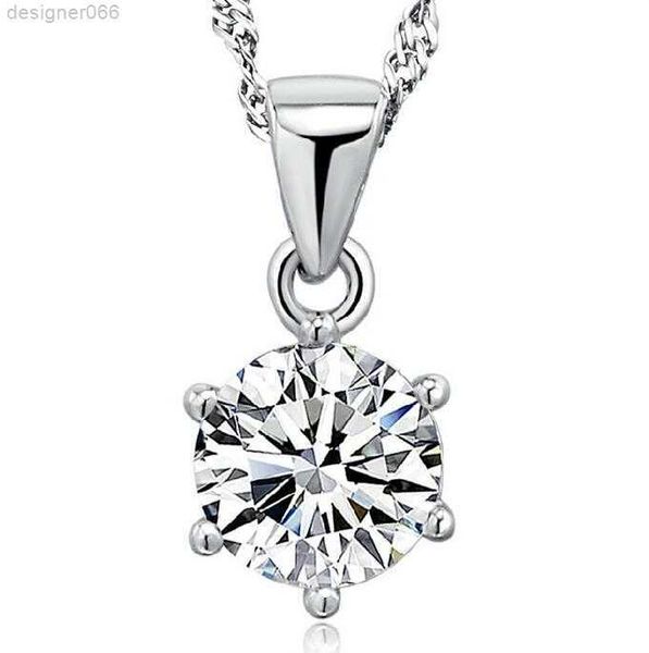 

925 sterling silver necklace items crystal jewelry 6 claw diamond pendant statement necklaces wedding charms