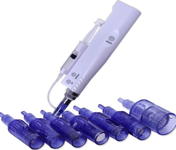

10pcs mini mesotherapy gun electric derma pen microneedling auto 91242363d5dround nano skin care needle cartridges1311784, Black;white