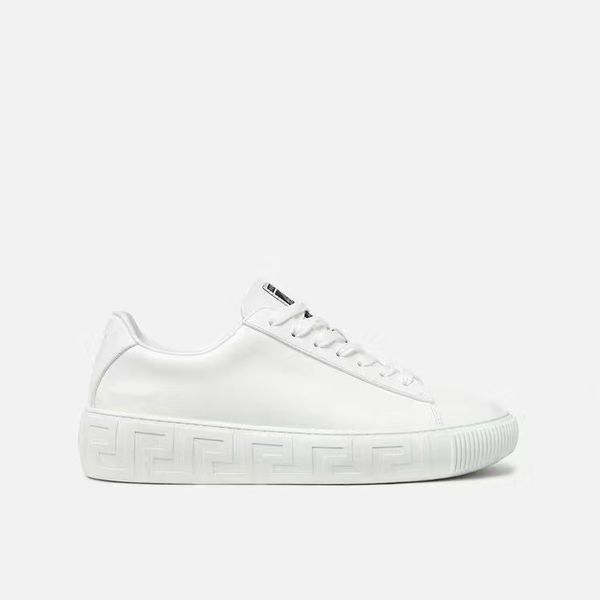 

greca sneakers designer casual shoes calfskin platform sports shoe white and gold leather upper and lace-up design men shoes trainers 06, Black
