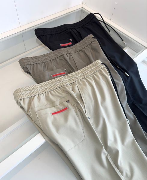 

2023ss men's running pants spring/summer thin red label decorated classic elastic waist casual versatile lace up pants, Black